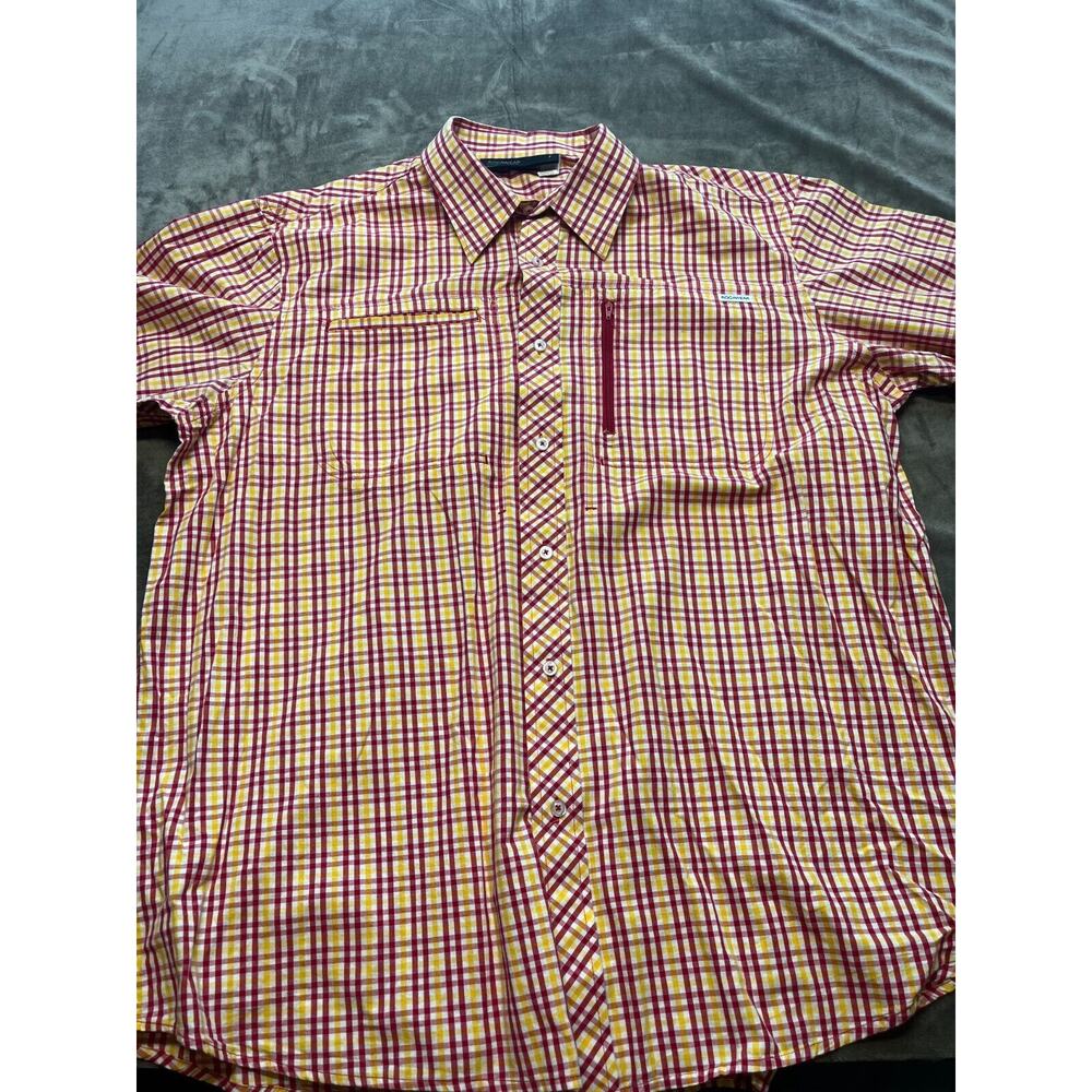 Rocawear Men's 3XL Button Shirt Short Sleeve Plaid Red Yellow Plaid Cotton